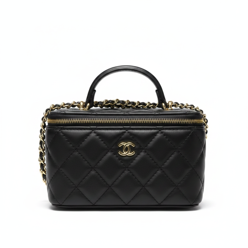Chanel Vanity Case Black - Studio Front View