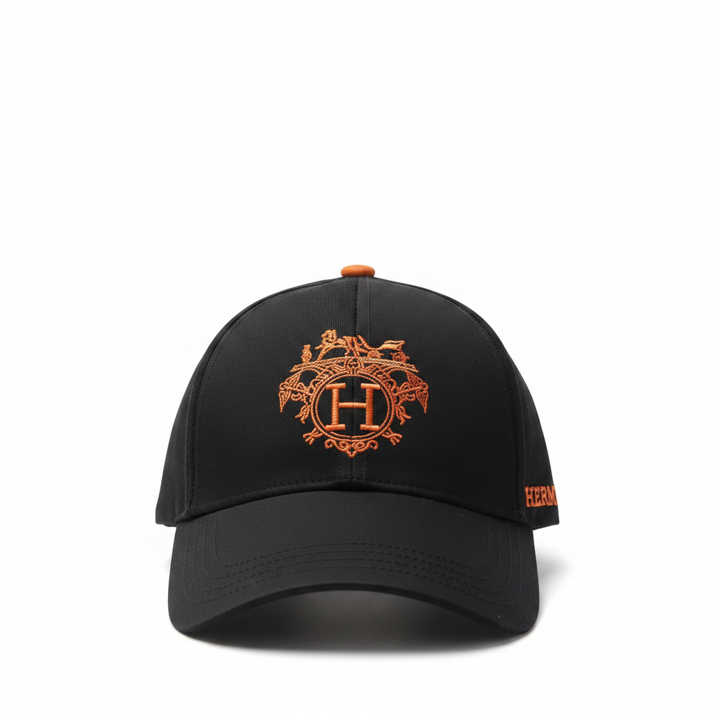 Hermès black orange cap front view