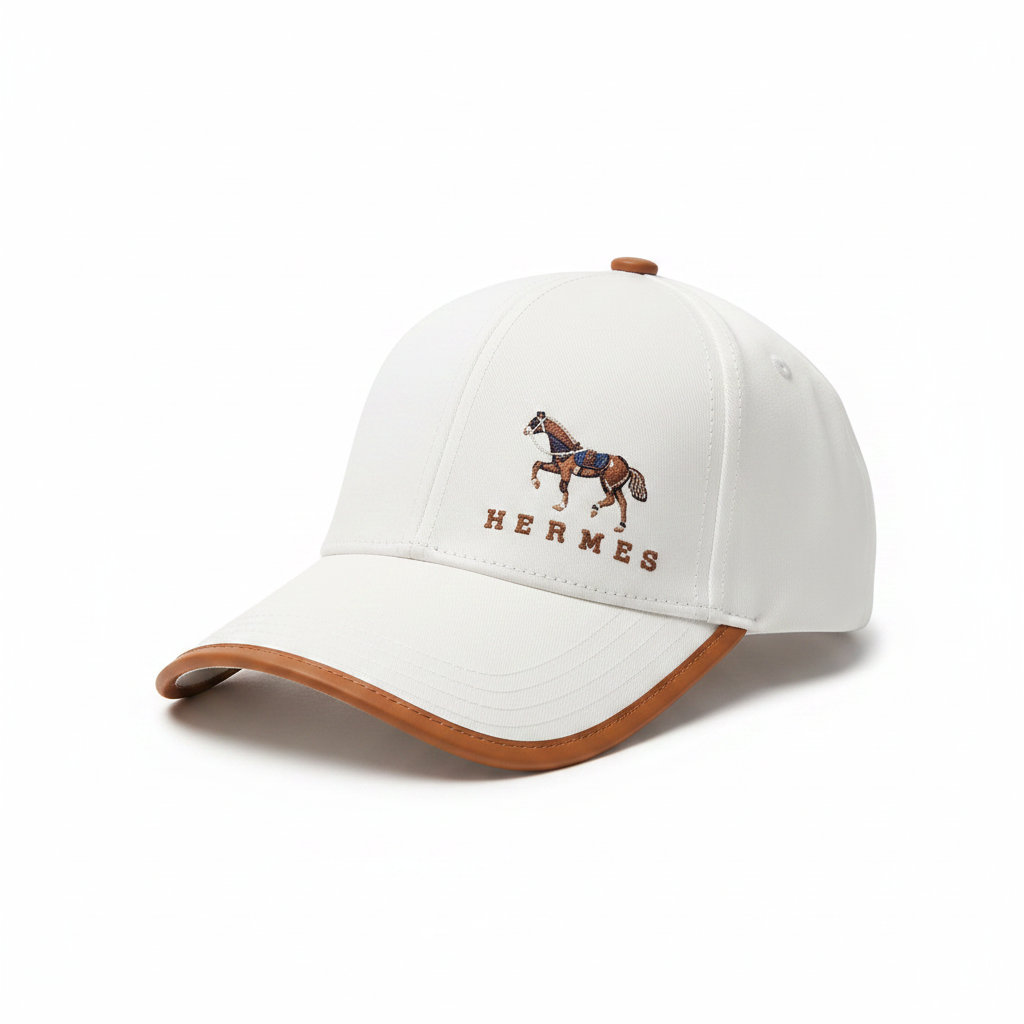 Hermès white horse cap 45 left angle