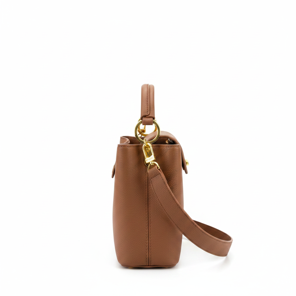Left side view - Louis Vuitton Capucines handbag cognac brown
