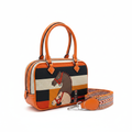 Striped Canvas Mini Camera Crossbody Bag - Studio 45° View
