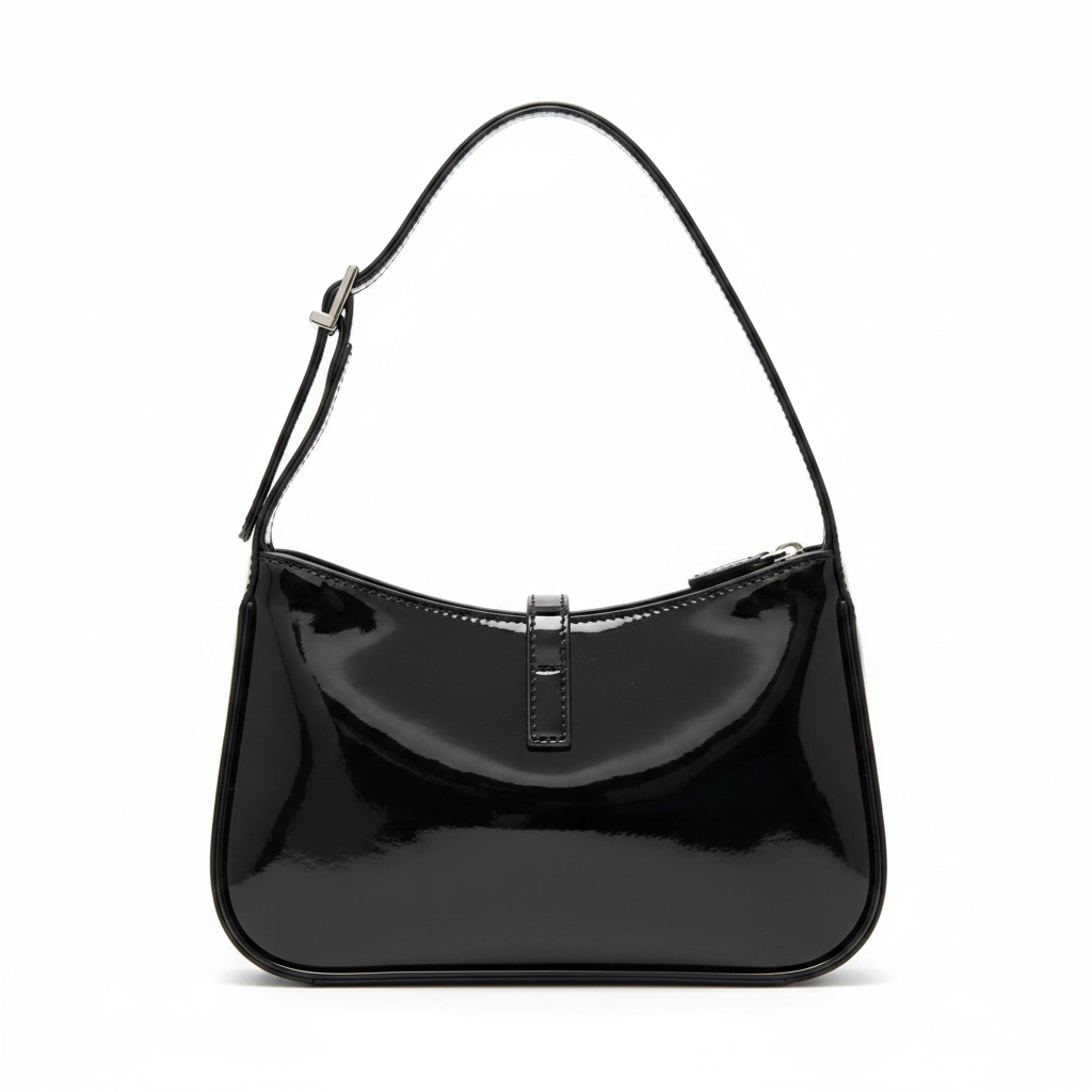 YSL Le 5 à 7 Hobo Black Patent - Studio Front View