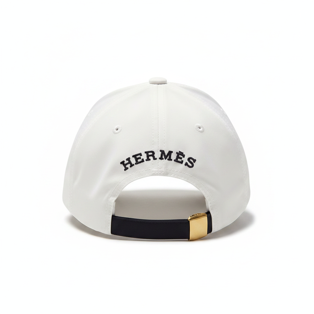 Hermès white navy H cap back view