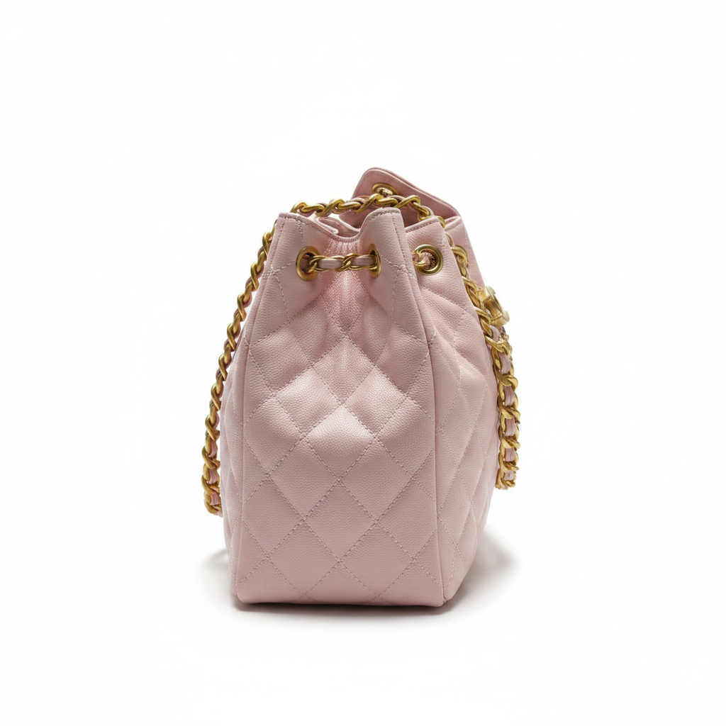 Chanel pink quilted tote 45 right angle