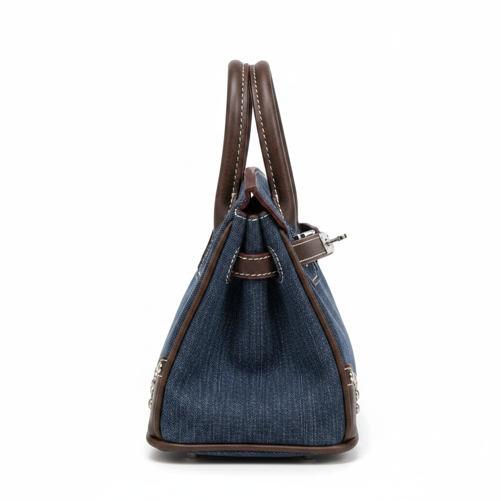 Denim Birkin Tote - Studio Side View