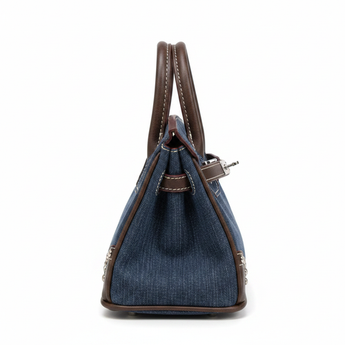 Denim Birkin Tote - Studio Side View