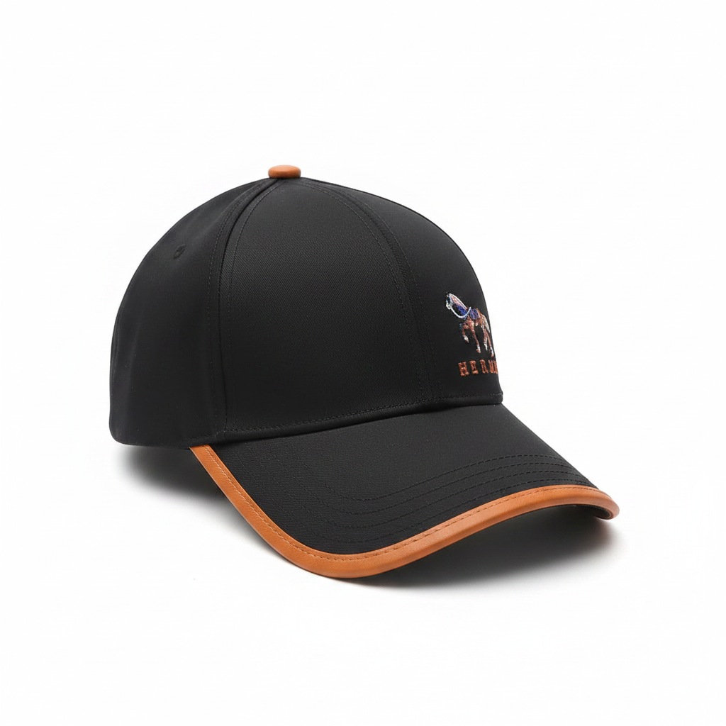 Hermès black horse cap 45 right angle