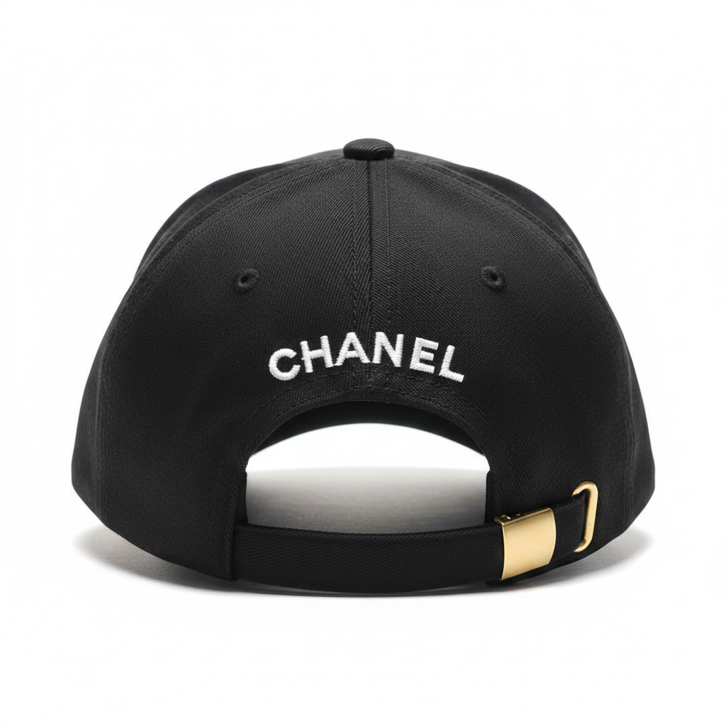 Chanel black CC cap back view