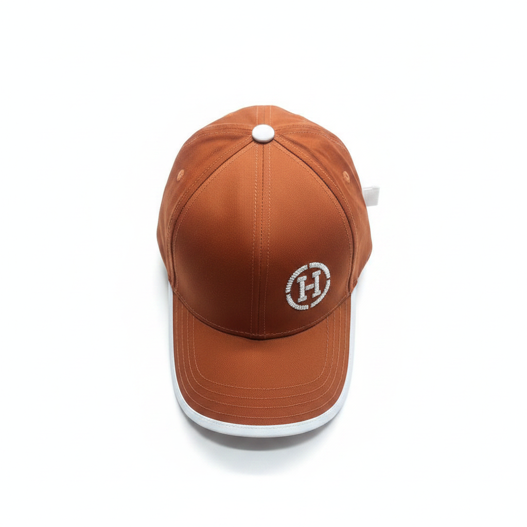 Hermès orange H cap top view