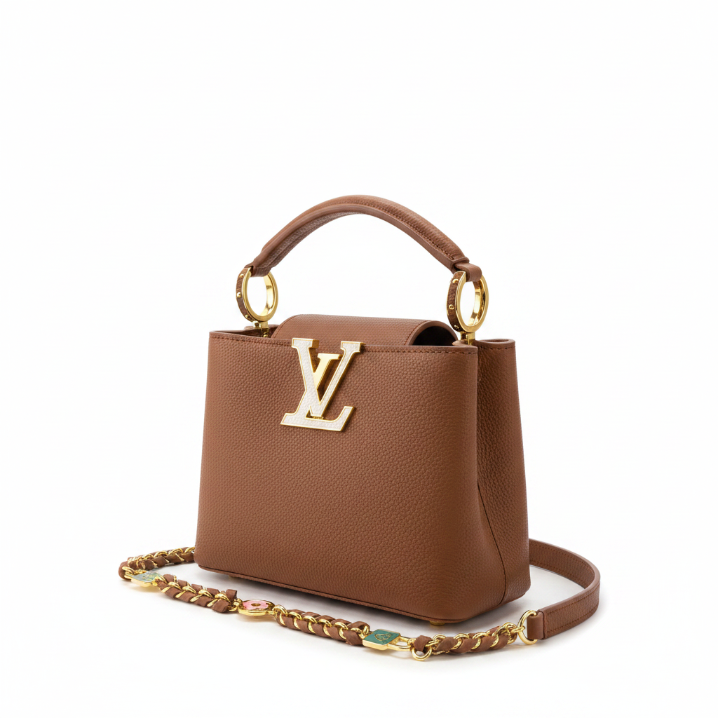 45 degree left angle - Louis Vuitton Capucines handbag cognac brown