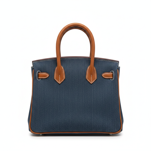 Denim Birkin Tote Cognac - Studio Back View