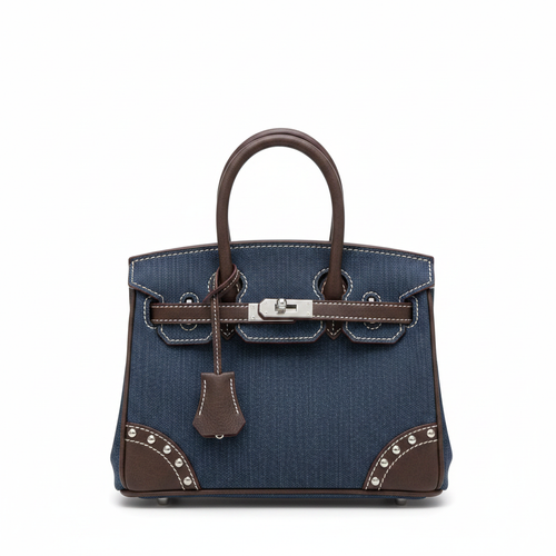 Denim Birkin Tote - Studio Front View