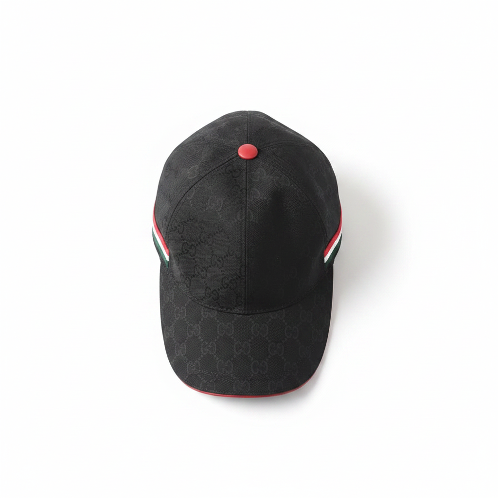 Gucci black cap top view