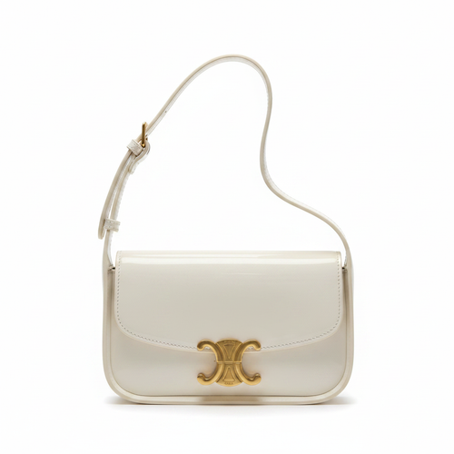 Celine Triomphe Off-White Patent - Studio Front View