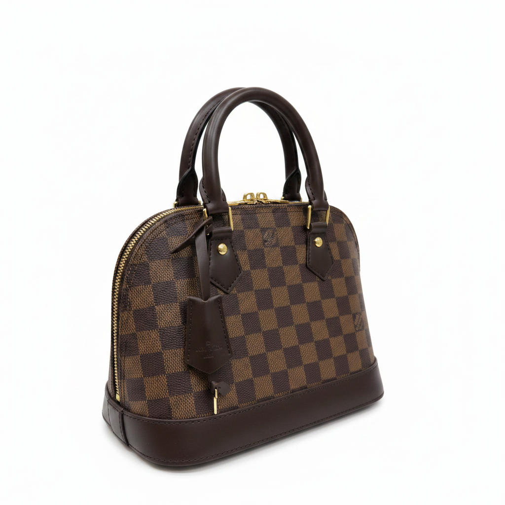 Louis Vuitton Alma BB Damier Ebène - Front 3/4 alt white background