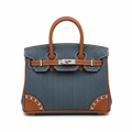 Denim Birkin Tote Cognac - Studio Front View