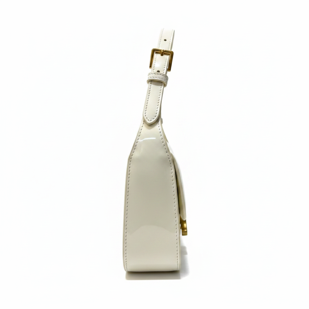 Celine Triomphe Off-White Patent - Studio Side View