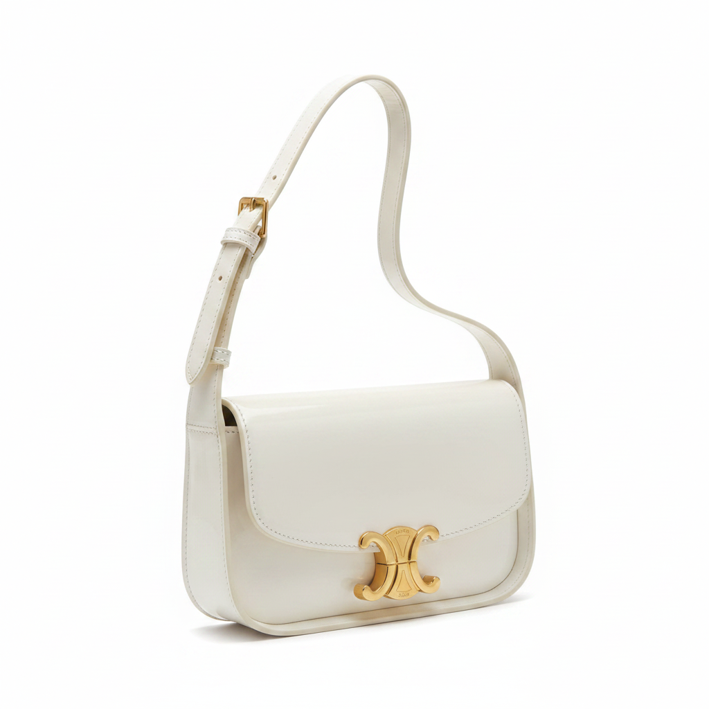 Celine Triomphe Off-White Patent - Studio 45° View