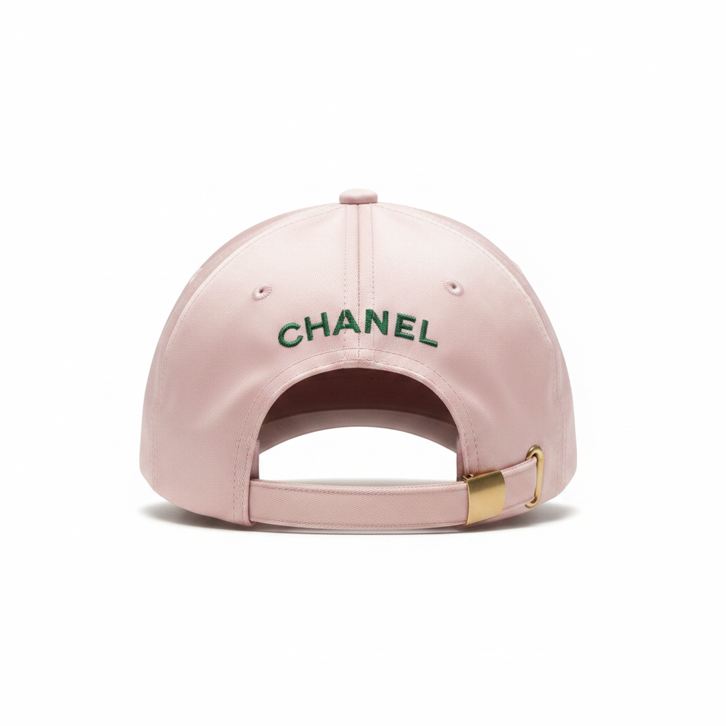 Chanel pink green CC cap back view