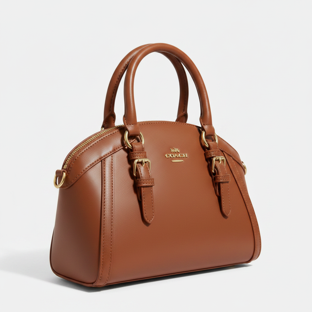 Coach Rowan Satchel Caramel - 45 degree left angle