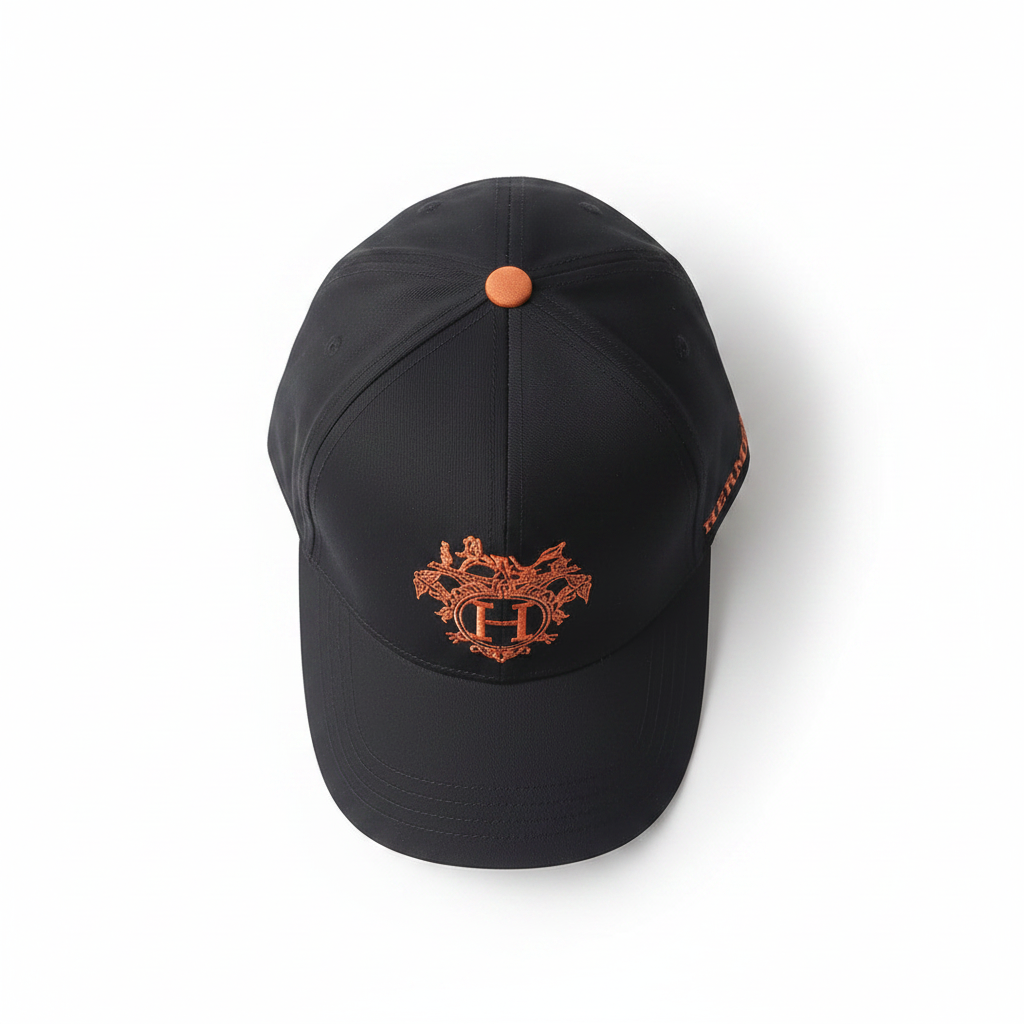 Hermès black orange cap top view