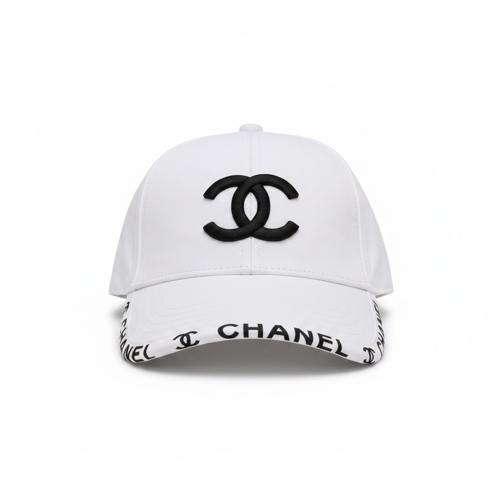 Chanel white cap front view