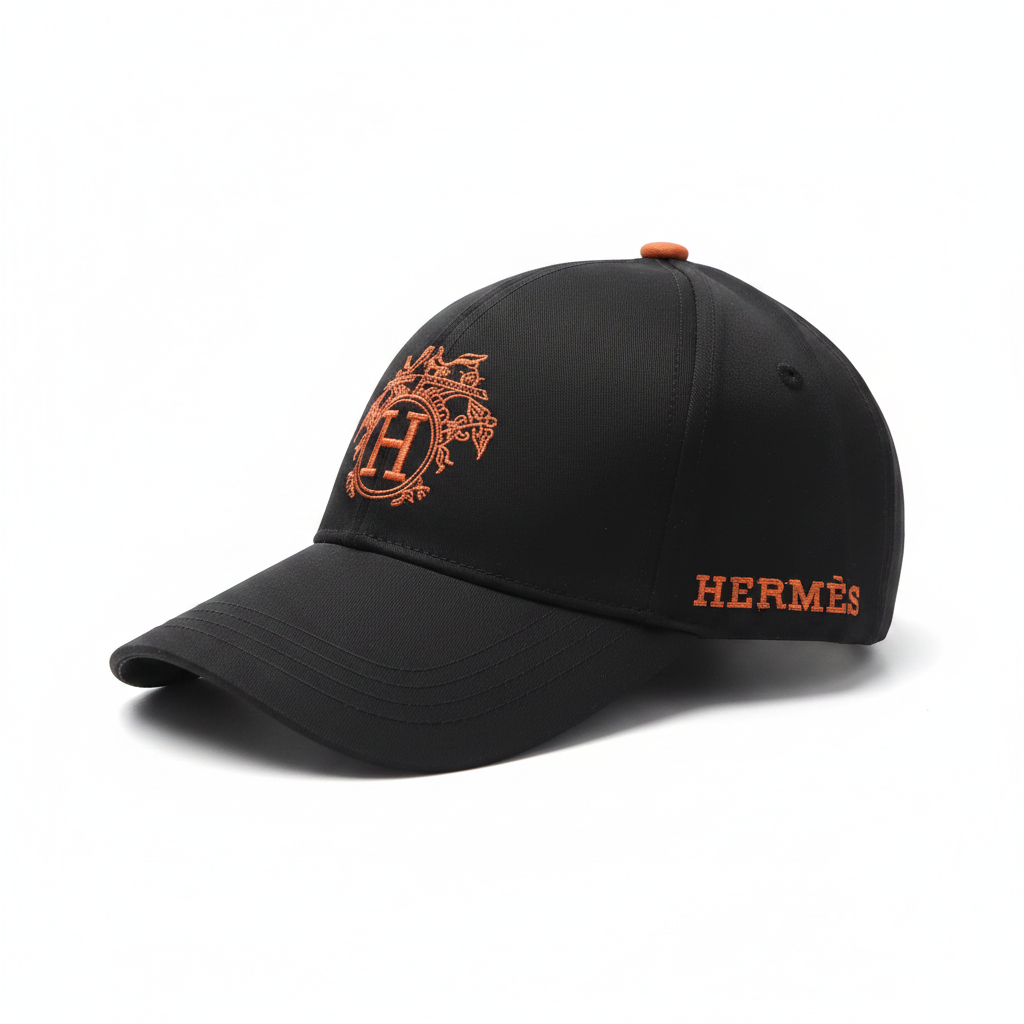 Hermès black orange cap 45 right angle