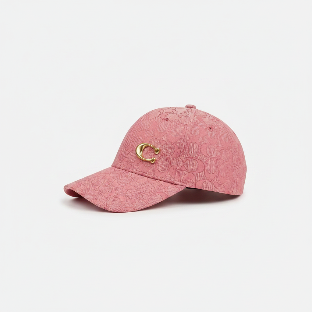 Coach pink cap right angle view